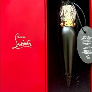 CRISTIAN LOUBOUTIN LIMITED REFILLABLE CASE BK GLD SIL and lipstick